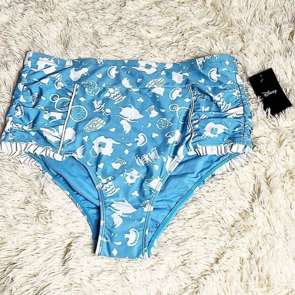 Disney Alice In Wonderland Icons High-Waisted Swim Bottoms Plus Size 1 NWT - Picture 1 of 6
